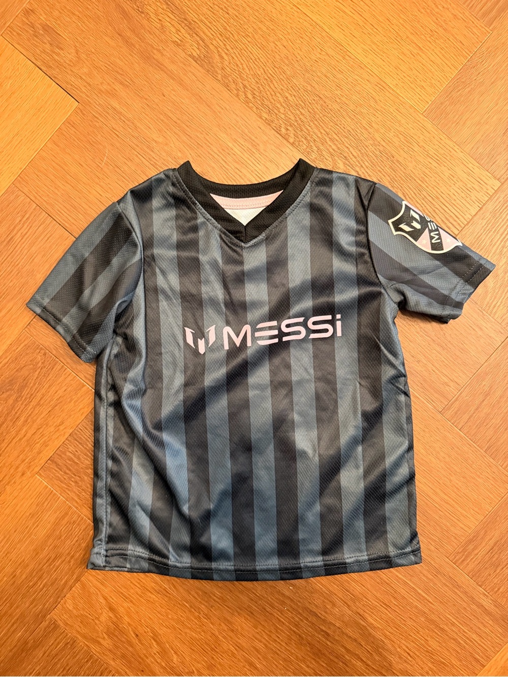 Messi Collection Inter Miami CF Youth Soccer Jersey Pink & Black Striped Size 4